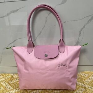 Longchamp Pink Le Pliage Tote Bag with Leather Handles
